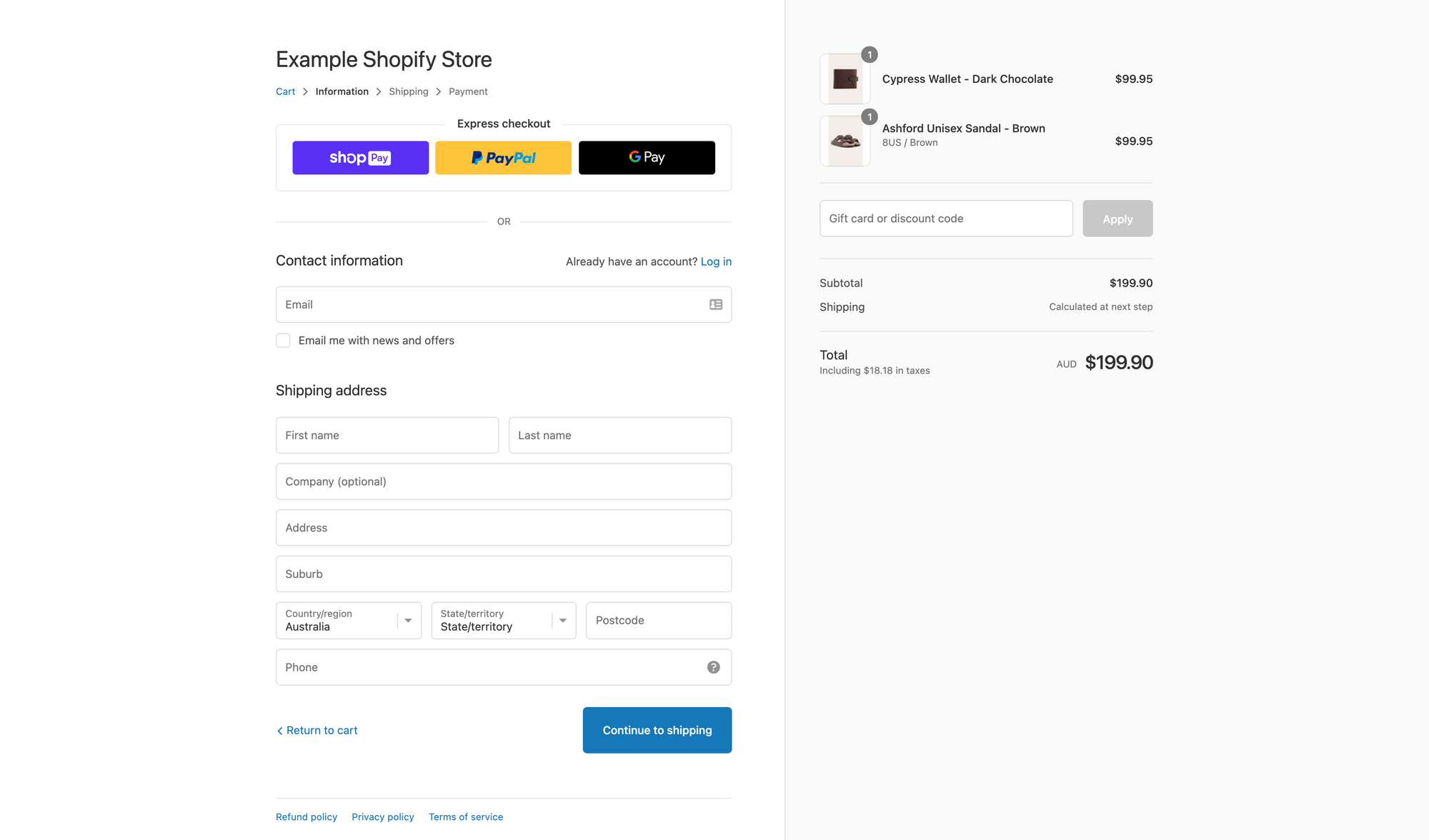 Shopify checkout inspiration